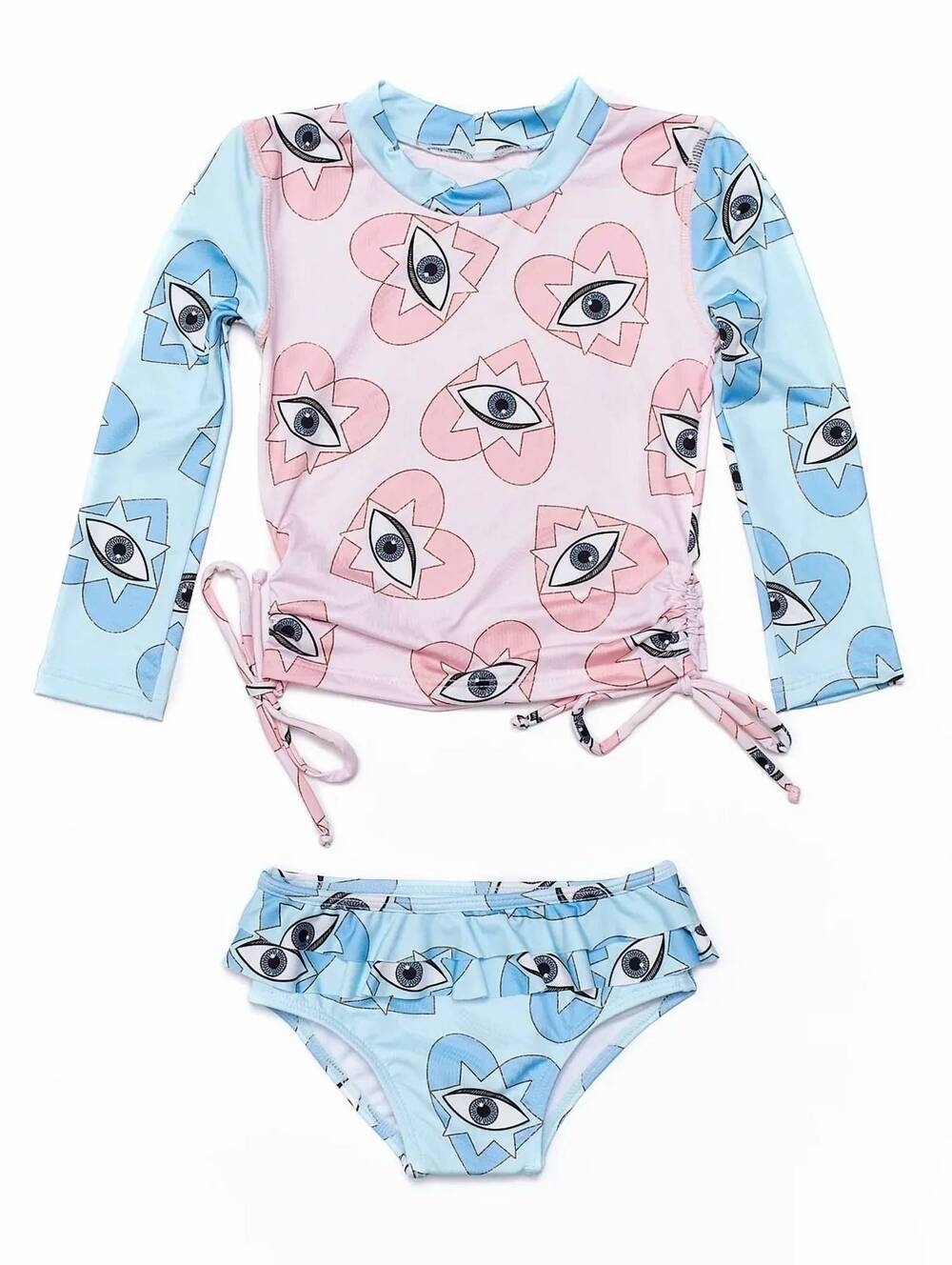 NEW SUBMARINE girl's i see you sun no more rash guard set in blue